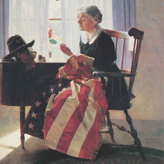 Norman Rockwell Famous Artwork Micro Fiber Cleaning Cloth Mending The Flag 6x 8"
