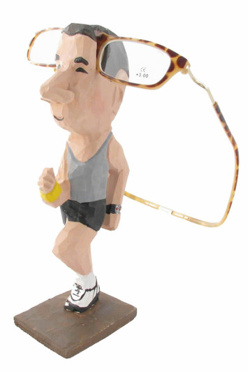 Jogger Male Peeper Eyeglass/Sunglass Holder Stand Hand Carve&Painted Wood Sculpt Jogger Male Peeper Eyeglass/Sunglass Holder Stand Hand Carve&Painted Wood Sculpt
