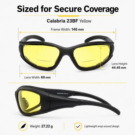Calabria 23BF Bi-Focal Safety Glasses UV Protect Yellow Copper Rate ShatterProof