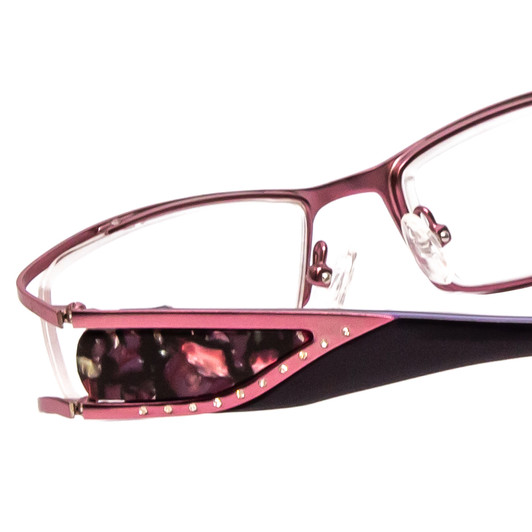 Calabria Designer Reading Glasses 823 Plum Handmade Double Layer Acetate&Crystal