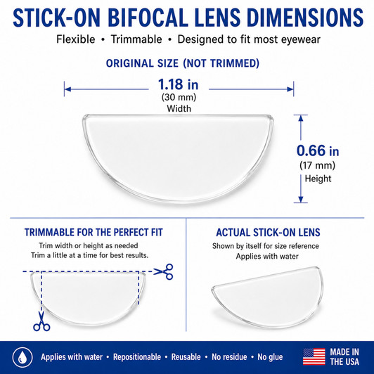 Hydrotac Optx 20/20 Stick-On Bi-focal Reader Lenses|For Glasses/Sun CHOOSE POWER