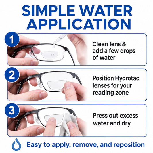 Hydrotac Optx 20/20 Stick-On Bi-focal Reader Lenses|For Glasses/Sun CHOOSE POWER