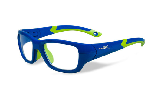 Wiley-X Youth Force Series 'Flash' in Royal Blue & Lime Green Safety Eyeglasses :: Rx Single Vision Wiley-X Youth Force Series 'Flash' in Royal Blue & Lime Green Safety Eyeglasses :: Rx Single Vision