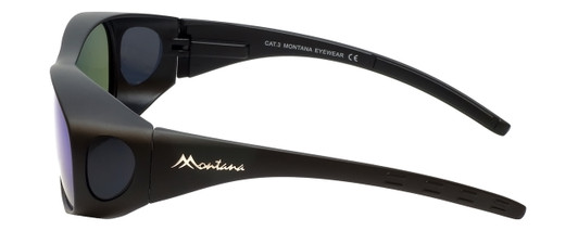 Montana Designer Fitover Sunglasses F01H in Matte Black & Polarized Blue Mirror Lens