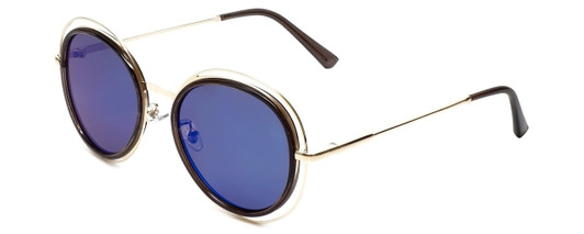 Gold/Black Frame with Amber Tint/Blue Mirror Lens