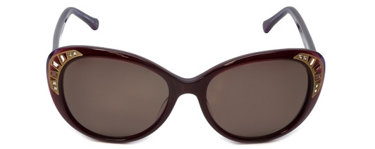 Judith Leiber JL5007-06-59 Oval Women's Ruby Frame Brown Lens Sunglasses NWT 