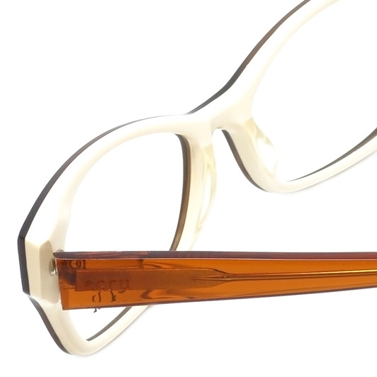 Ecru Designer Reading Glasses Ferry-035 Au Lait 53mm Brown Ivory White Crystal