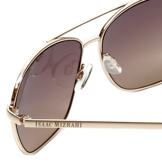 VIP Isaac Mizrahi Designer Sunglasses 58mm X-Large Pilot Gold/Rose Gradient