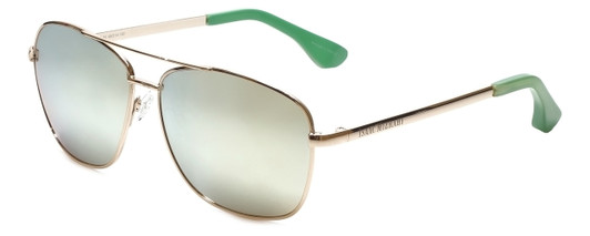 VIP Isaac Mizrahi Designer Sunglasses 58mm X-Large Pilot Gold-Green/Gold Mirror