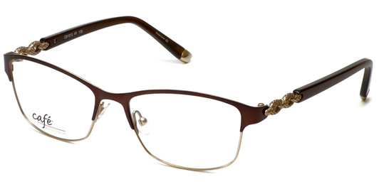 Silver Dollar Designer Reading Glasses CB1013 in Chocolate Brown Gold Metal 52mm