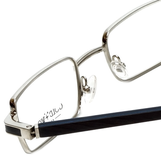 Gold & Wood Designer Eyeglasses Matar-04 in Silver Blue 48mm :: Rx Single Vision