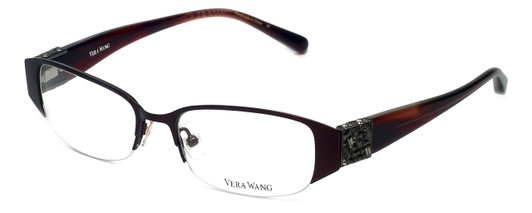 Vera Wang Women's Semi-Rimless Reading Glasses V065 Burgundy Red w/Crystals 49mm
