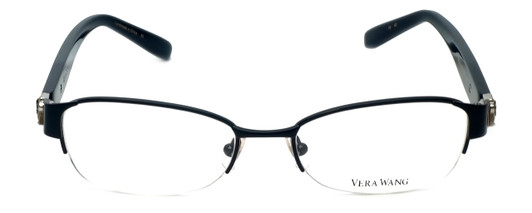 Vera Wang Women's Semi-Rimless Designer Reading Glasses V078 Black&Crystals 50mm