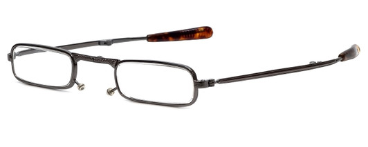 Calabria Metal Folding Reading Glasses&Case Light Weight Compact Silver Tortoise