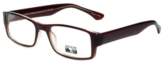 Profile View of Gotham Style Reading Glasses G232 in Brown with Blue Light Filter + A/R Lenses