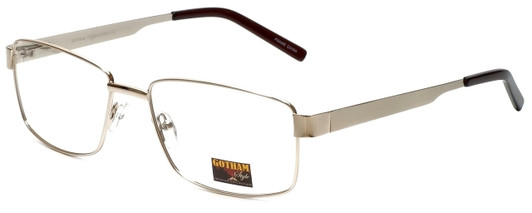Profile View of Gotham Style Reading Glasses GS14 in Gold with Blue Light Filter + A/R Lenses