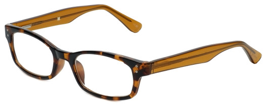 Profile View of Corinne McCormack Reading Glasses Channing in Amber-Tortoise w/Blue Light Filter