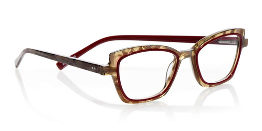 EyeBobs Designer Reading Eye Glasses Flirt 3151-01-48 mm Red/Horn Marble Crystal