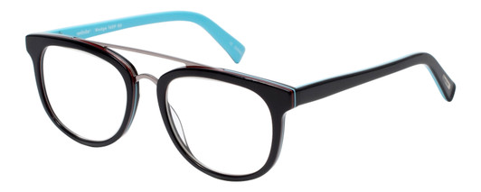 EyeBobs Wedge Designer Reading Eye Glasses in Glossy Black/Baby Blue 160-00 52mm
