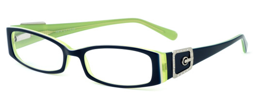 Profile View of Calabria Designer Eyeglasses 814 Indigo w/ Blue Light Filter + A/R Lenses