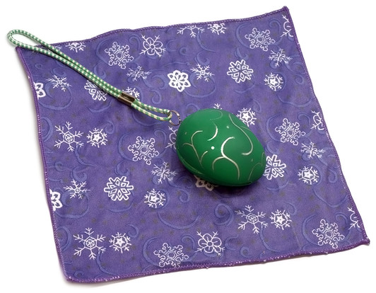 Holiday Christmas Theme Cleaning Cloth The Egg Green Purple White w/ Snowflakes