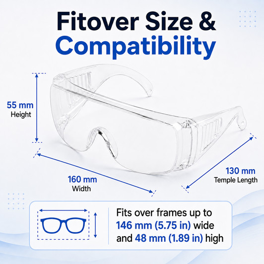 Calabria 1003 Anti Splash Safety Glasses Fitover with 100%UV PROTECTION IN CLEAR