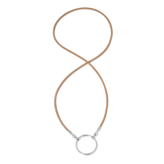 LA LOOP Brown/Sand Silk Stretch with Silver Plated Loop Luxury Eyeglass Necklace