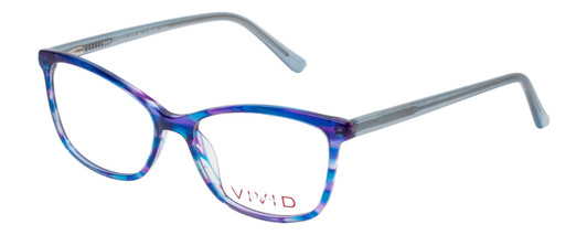 Profile View of Vivid Designer Reading Eyeglasses 893 Marble Blue/Blue Light Filter + A/R Lenses