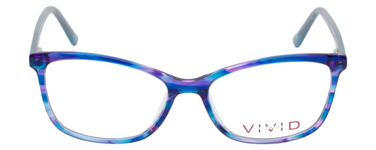 Front View of Vivid Designer Reading Eyeglasses 893 Marble Blue/Blue Light Filter + A/R Lenses