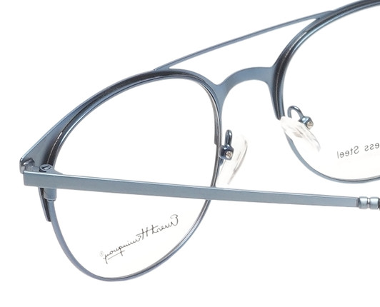 Ernest Hemingway H4810 Unisex Round Frame Eyeglasses in Satin Black/Silver 52 mm Custom Lens