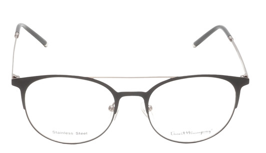Ernest Hemingway H4810 Unisex Round Frame Eyeglasses in Satin Black/Navy 52 mm RX SV