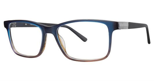 Profile View of Big&Tall 17 Designer Blue Light Block Filter Reading Glasses 58 mm in Matte Blue