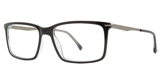 Profile View of Big & Tall 20 Designer Blue Light Blocking Filter Reading Glasses Black Crystal
