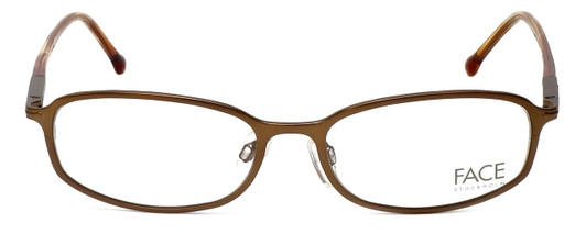 Front View of FACE Stockholm Blush 1302-5201 Designer Blue Light Block Reading Glasses Brown N