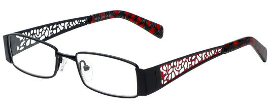 Profile View of Calabria Designer Blue Light Block Reading Glasses 812-BLK Black 49mm 20 Powers