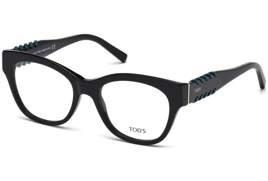 Profile View of Tod's Designer Blue Light Block Reading Glasses TO5174-001 Black 51mm 20 Powers