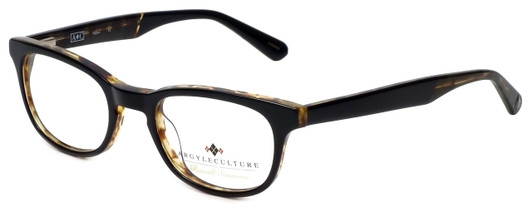 Profile View of Argyleculture Designer Blue Light Blocking Reading Glasses Paxton in Black 50mm