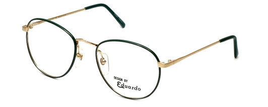 Profile View of Fashion Designer Blue Light Blocking Reading Glasses Ashley in Gold-Jade 54mm Ne