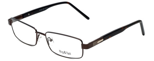 Profile View of Big and Tall Designer Blue Light Blocking Reading Glasses Style 5 in Brown 58mm