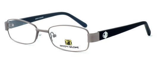 Profile View of Body Glove BB119 Designer Blue Light Blocking Reading Glasses in Gunmetal 49mm N