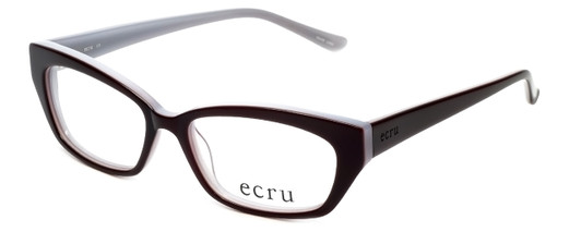 Profile View of Ecru Designer Blue Light Blocking Reading Glasses Bowie-003 Purple 50mm 20 Power