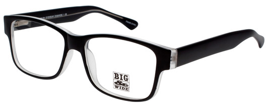 Profile View of Big&Wide Designer Blue Light Block Reading Glasses BW1 Matte Black Crystal 60mm