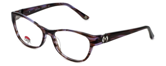 Profile View of Silver Dollar Blue Light Blocking Reading Glasses Café 3201 in Brown Lilac 53mm