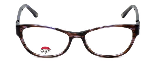 Front View of Silver Dollar Blue Light Blocking Reading Glasses Café 3201 in Brown Lilac 53mm