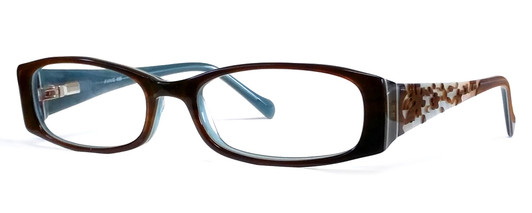 Profile View of Calabria Viv 695 Designer Blue Light Block Reading Glasses Brown 51mm 20 Powers