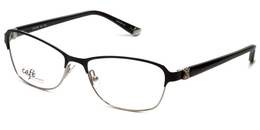 Profile View of Silver Dollar Designer Blue Light Blocking Reading Glasses CB1025 in Caviar 53mm