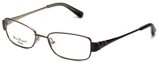Profile View of Silver Dollar Designer Blue Light Blocking Reading Glasses Connie in Pewter 49mm