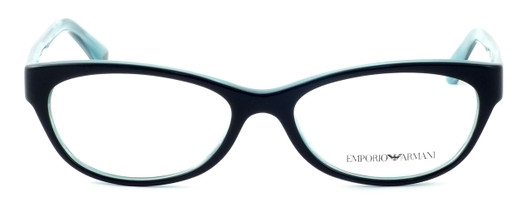 Front View of Emporio Armani Blue Light Block Reading Glasses EA3014-5026-52 Havana Red 52mm N
