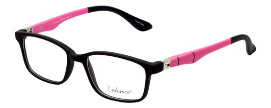 Profile View of Enhance Kids Blue Light Blocking Reading Glasses Matte Black/Pink EN4143 44 mm N
