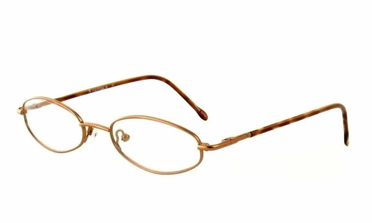Profile View of Calabria FlexPlus 74 Brown Satin Designer Blue Light Blocking Reading Glasses Ne